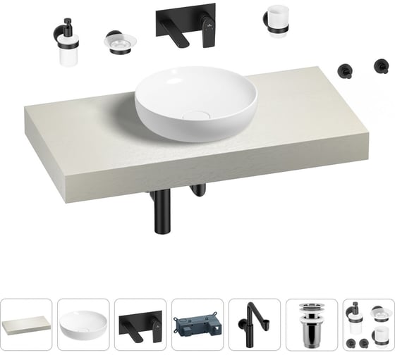 Комплект мебели для ванной комнаты с раковиной Wellsee Genuine Tree 201016242 1