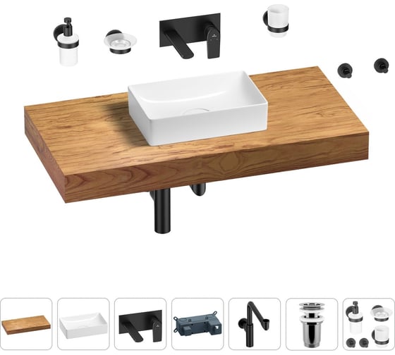 Комплект мебели для ванной комнаты с раковиной Wellsee Genuine Tree 201016957 1