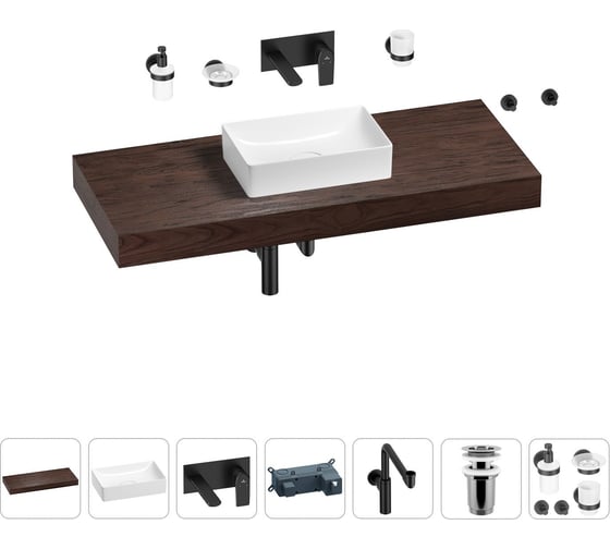 Комплект мебели для ванной комнаты с раковиной Wellsee Genuine Tree 201017062 1