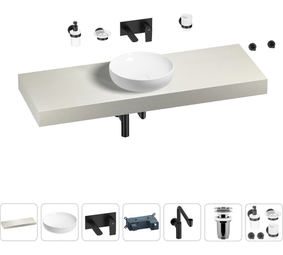 Комплект мебели для ванной комнаты с раковиной Wellsee Genuine Tree 201016482 1