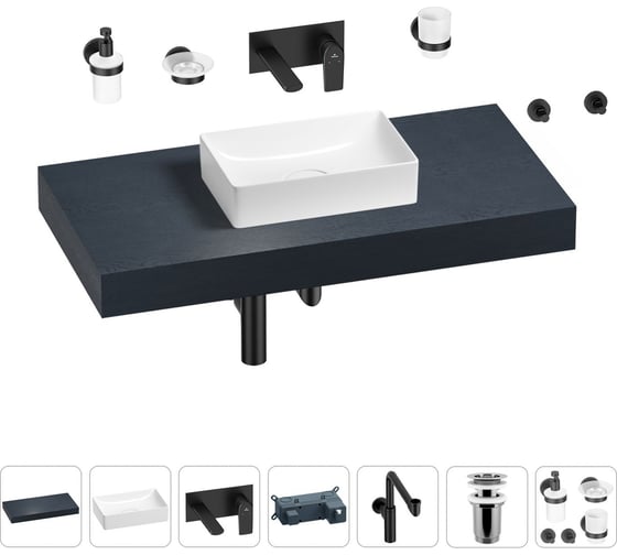 Комплект мебели для ванной комнаты с раковиной Wellsee Genuine Tree 201016942 1