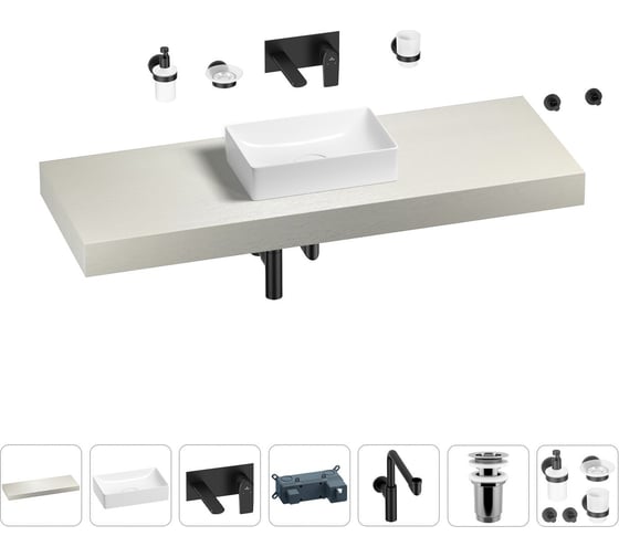 Комплект мебели для ванной комнаты с раковиной Wellsee Genuine Tree 201017107 1