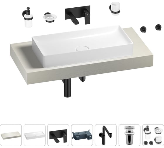 Комплект мебели для ванной комнаты с раковиной Wellsee Genuine Tree 201017682 1