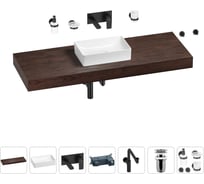 Комплект мебели для ванной комнаты с раковиной Wellsee Genuine Tree 201017152