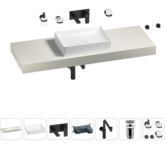 Комплект мебели для ванной комнаты с раковиной Wellsee Genuine Tree 201017562 1