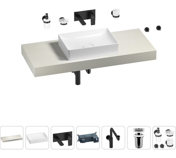 Комплект мебели для ванной комнаты с раковиной Wellsee Genuine Tree 201017442 1