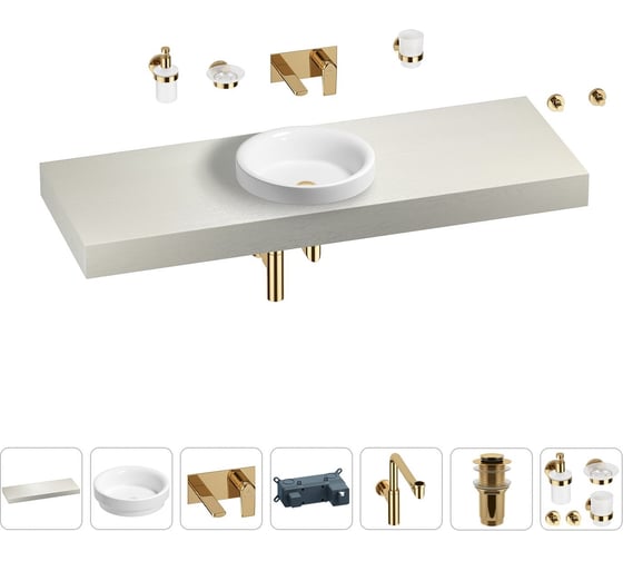 Комплект мебели для ванной комнаты с раковиной Wellsee Genuine Tree 201016003 1