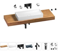 Комплект мебели для ванной комнаты с раковиной Wellsee Genuine Tree 201017962