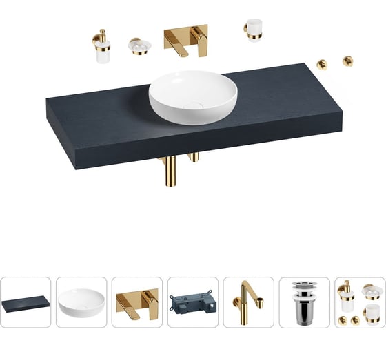 Комплект мебели для ванной комнаты с раковиной Wellsee Genuine Tree 201016383 1