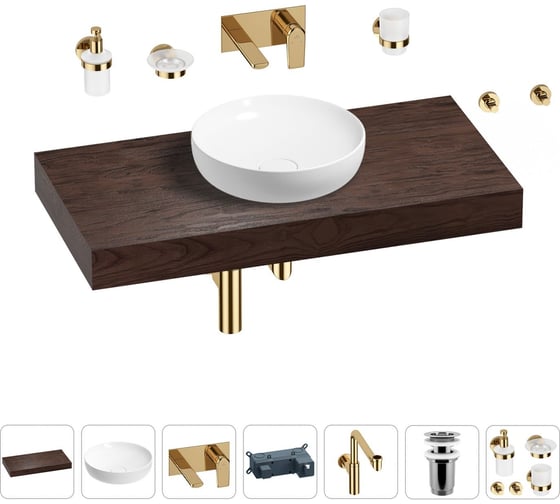 Комплект мебели для ванной комнаты с раковиной Wellsee Genuine Tree 201016303 1