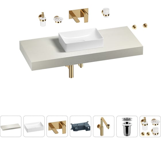 Комплект мебели для ванной комнаты с раковиной Wellsee Genuine Tree 201017018 1