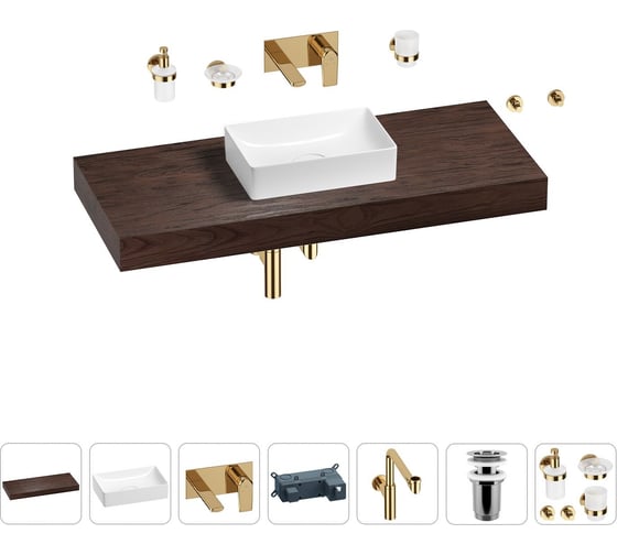 Комплект мебели для ванной комнаты с раковиной Wellsee Genuine Tree 201017063 1