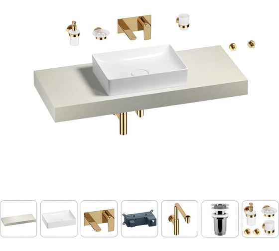 Комплект мебели для ванной комнаты с раковиной Wellsee Genuine Tree 201017443 1