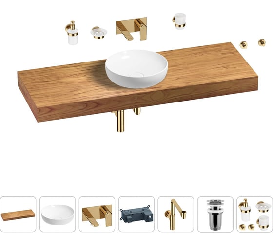 Комплект мебели для ванной комнаты с раковиной Wellsee Genuine Tree 201016523 1