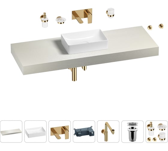 Комплект мебели для ванной комнаты с раковиной Wellsee Genuine Tree 201017108 1