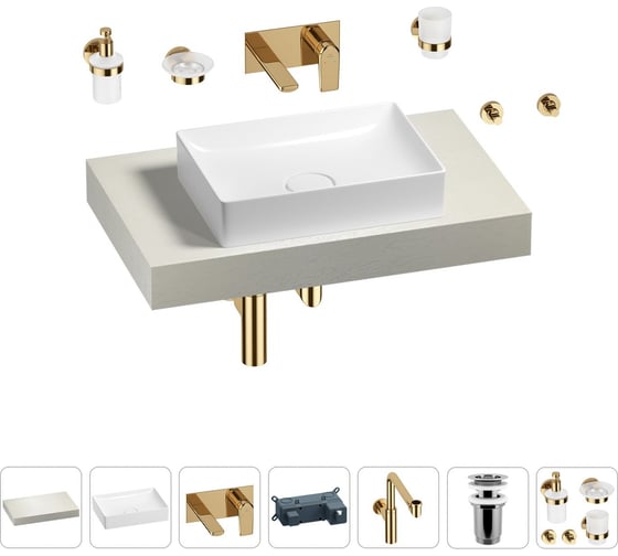 Комплект мебели для ванной комнаты с раковиной Wellsee Genuine Tree 201017203 1