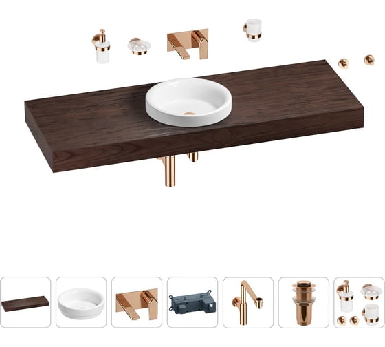 Комплект мебели для ванной комнаты с раковиной Wellsee Genuine Tree 201016064 1