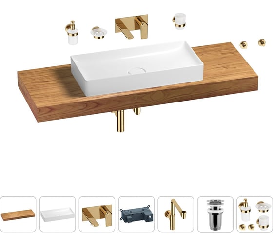 Комплект мебели для ванной комнаты с раковиной Wellsee Genuine Tree 201017963 1