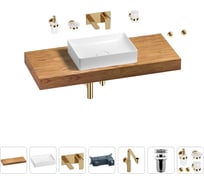 Комплект мебели для ванной комнаты с раковиной Wellsee Genuine Tree 201017483