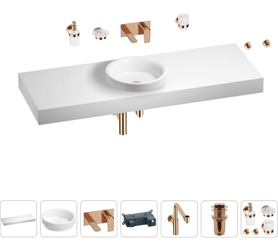 Комплект мебели для ванной комнаты Wellsee Genuine Tree с раковиной 201016084 1