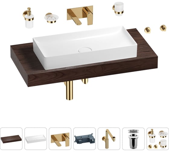 Комплект мебели для ванной комнаты с раковиной Wellsee Genuine Tree 201017743 1