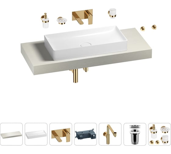 Комплект мебели для ванной комнаты с раковиной Wellsee Genuine Tree 201017803 1