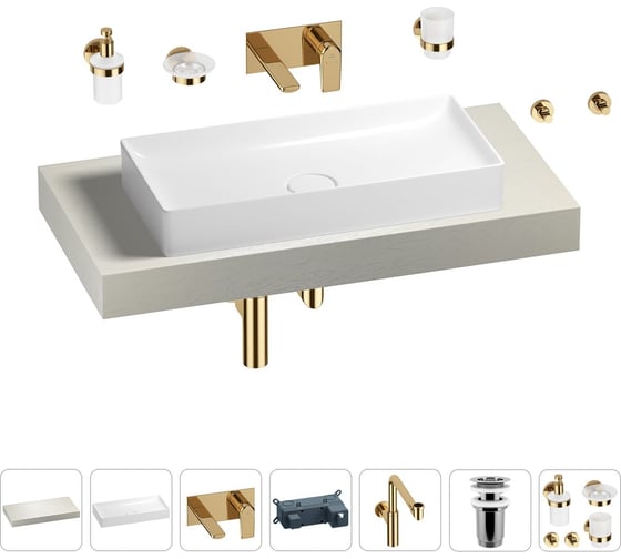 Комплект мебели для ванной комнаты с раковиной Wellsee Genuine Tree 201017683 1