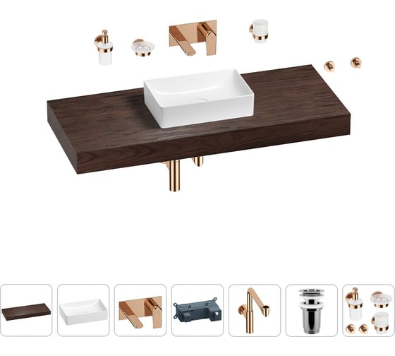 Комплект мебели для ванной комнаты с раковиной Wellsee Genuine Tree 201017064 1