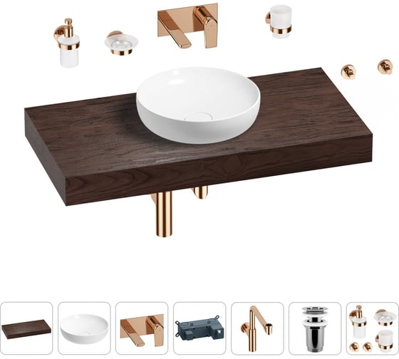 Комплект мебели для ванной комнаты с раковиной Wellsee Genuine Tree 201016304 1