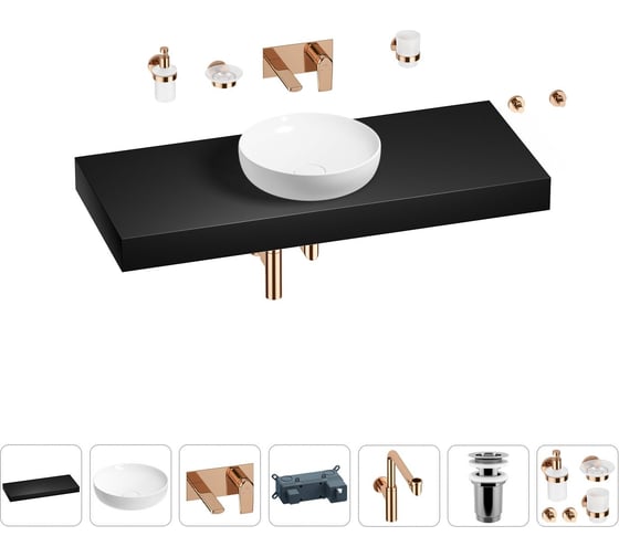 Комплект мебели для ванной комнаты Wellsee Genuine Tree с раковиной 201016464 1