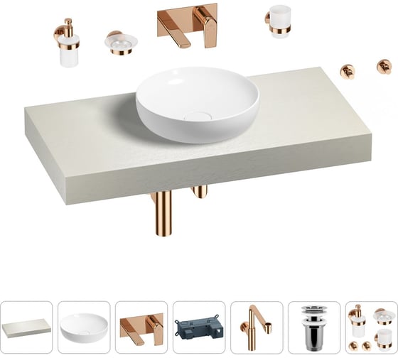 Комплект мебели для ванной комнаты с раковиной Wellsee Genuine Tree 201016244 1