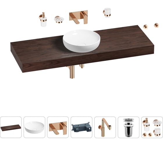 Комплект мебели для ванной комнаты с раковиной Wellsee Genuine Tree 201016544 1