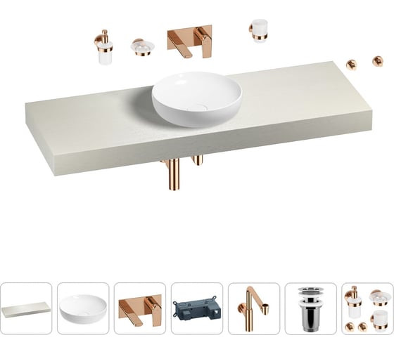 Комплект мебели для ванной комнаты с раковиной Wellsee Genuine Tree 201016484 1