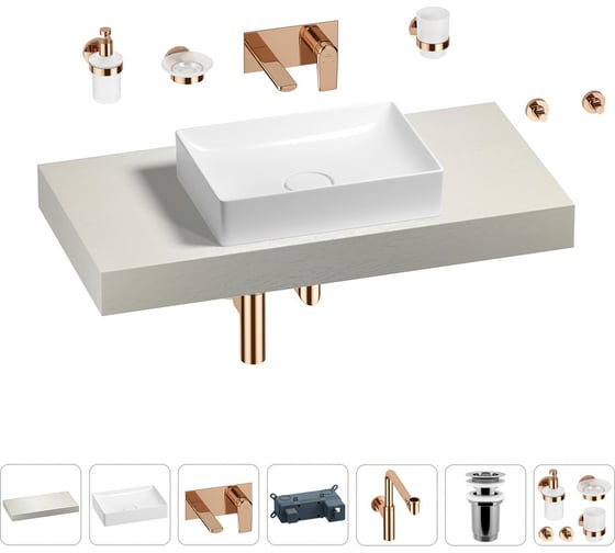 Комплект мебели для ванной комнаты с раковиной Wellsee Genuine Tree 201017324 1