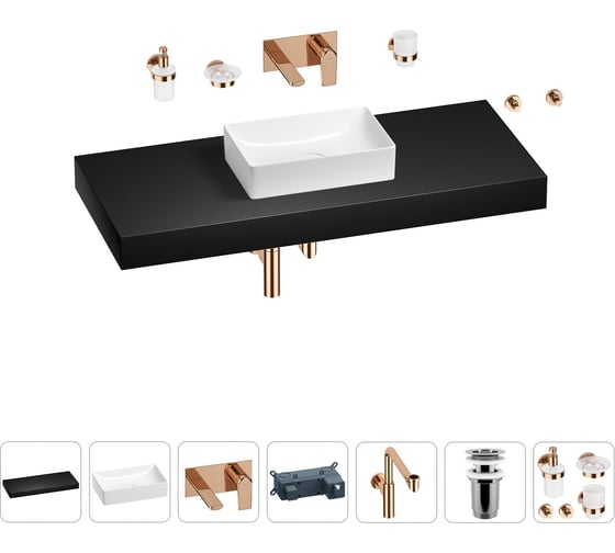 Комплект мебели для ванной комнаты с раковиной Wellsee Genuine Tree 201017094 1