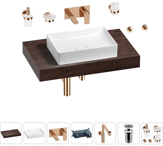 Комплект мебели для ванной комнаты с раковиной Wellsee Genuine Tree 201017264 1