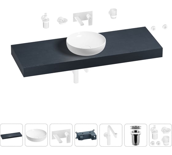 Комплект мебели для ванной комнаты Wellsee Genuine Tree с раковиной 201016505 1