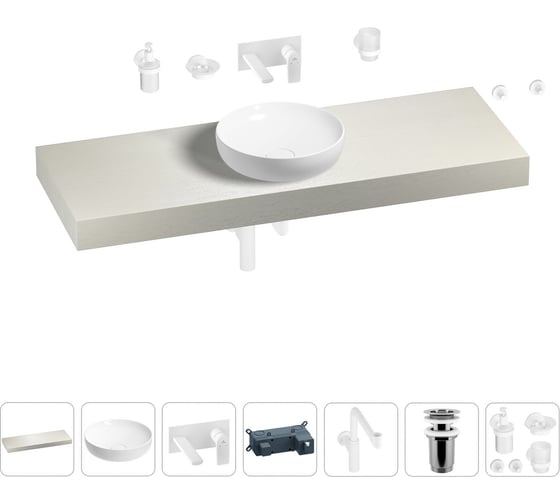 Комплект мебели для ванной комнаты с раковиной Wellsee Genuine Tree 201016485 1