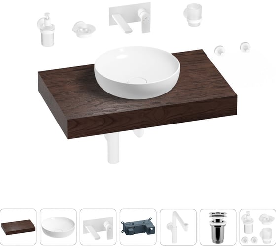 Комплект мебели для ванной комнаты с раковиной Wellsee Genuine Tree 201016185 1