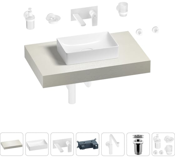 Комплект мебели для ванной комнаты с раковиной Wellsee Genuine Tree 201016840 1