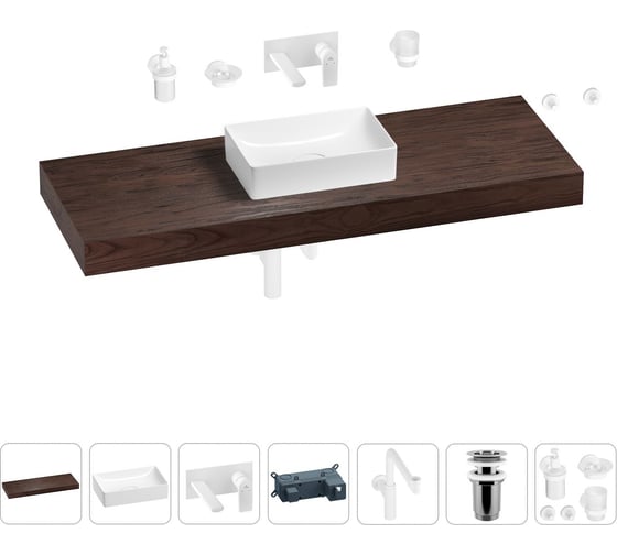 Комплект мебели для ванной комнаты с раковиной Wellsee Genuine Tree 201017155 1