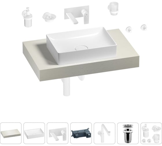 Комплект мебели для ванной комнаты с раковиной Wellsee Genuine Tree 201017205 1