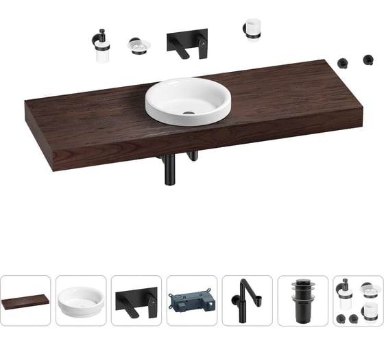 Комплект мебели для ванной комнаты с раковиной Wellsee Genuine Tree 201016062 1
