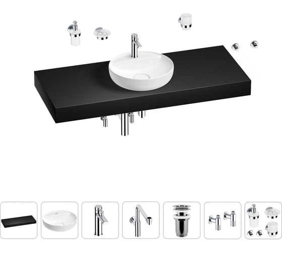 Комплект мебели для ванной комнаты с раковиной Wellsee Genuine Tree 201016766 1