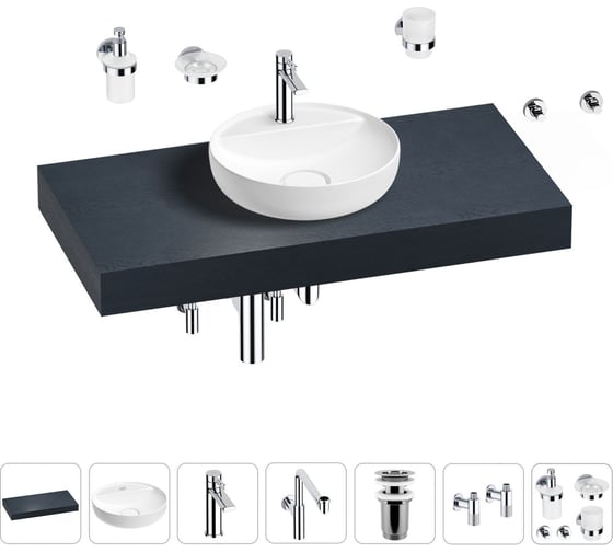 Комплект мебели для ванной комнаты с раковиной Wellsee Genuine Tree 201016666 1