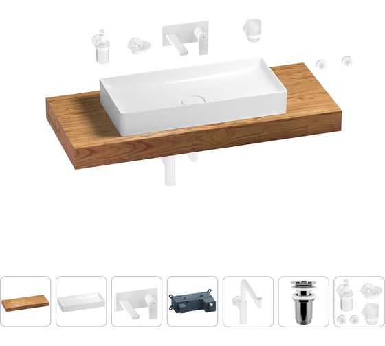 Комплект мебели для ванной комнаты Wellsee Genuine Tree с раковиной 201017845 1