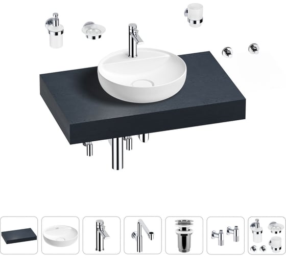 Комплект мебели для ванной комнаты Wellsee Genuine Tree с раковиной 201016606 1