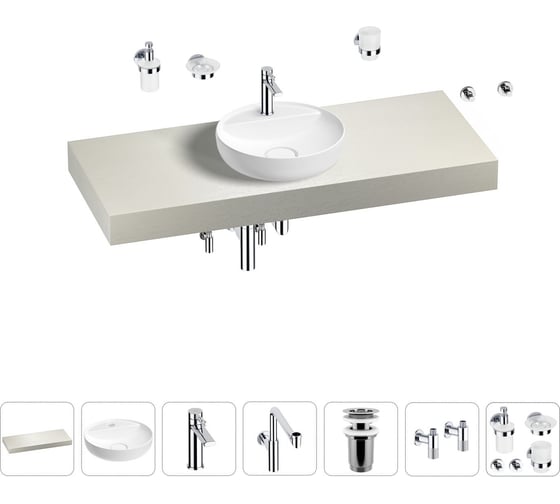 Комплект мебели для ванной комнаты с раковиной Wellsee Genuine Tree 201016716 1