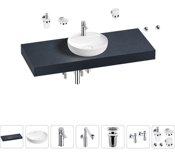 Комплект мебели для ванной комнаты с раковиной Wellsee Genuine Tree 201016726 1