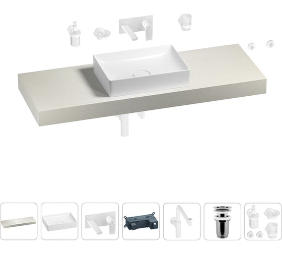 Комплект мебели для ванной комнаты с раковиной Wellsee Genuine Tree 201017565 1